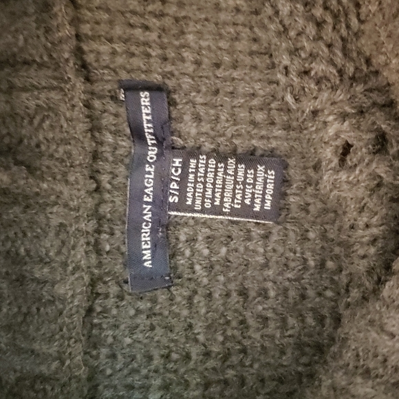 AMERICAN EAGLE Cold Shoulder Cable Knit Turtleneck Sweater Gray Size S - Picture 4 of 7